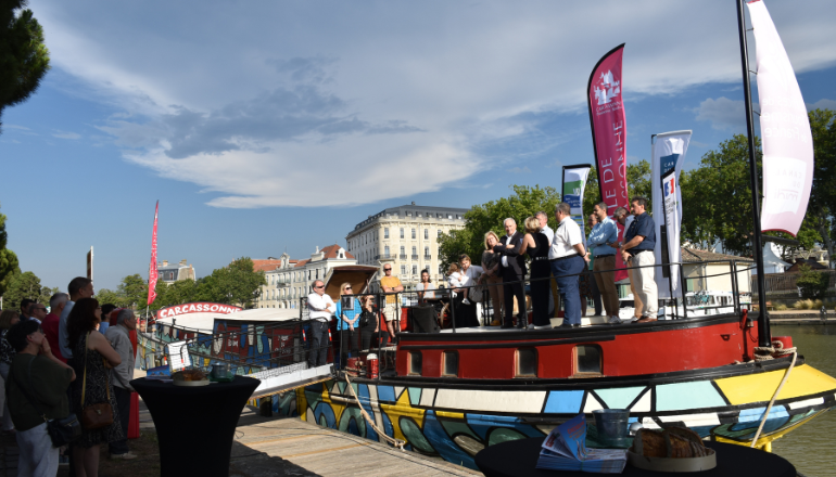 Inauguration du musée flottant "L'Odyssée du canal" © Ville de Carcassonne.